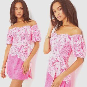 NWT Lilly Pulitzer Winola Floral Off-the-Shoulder Romper Pink Size 2